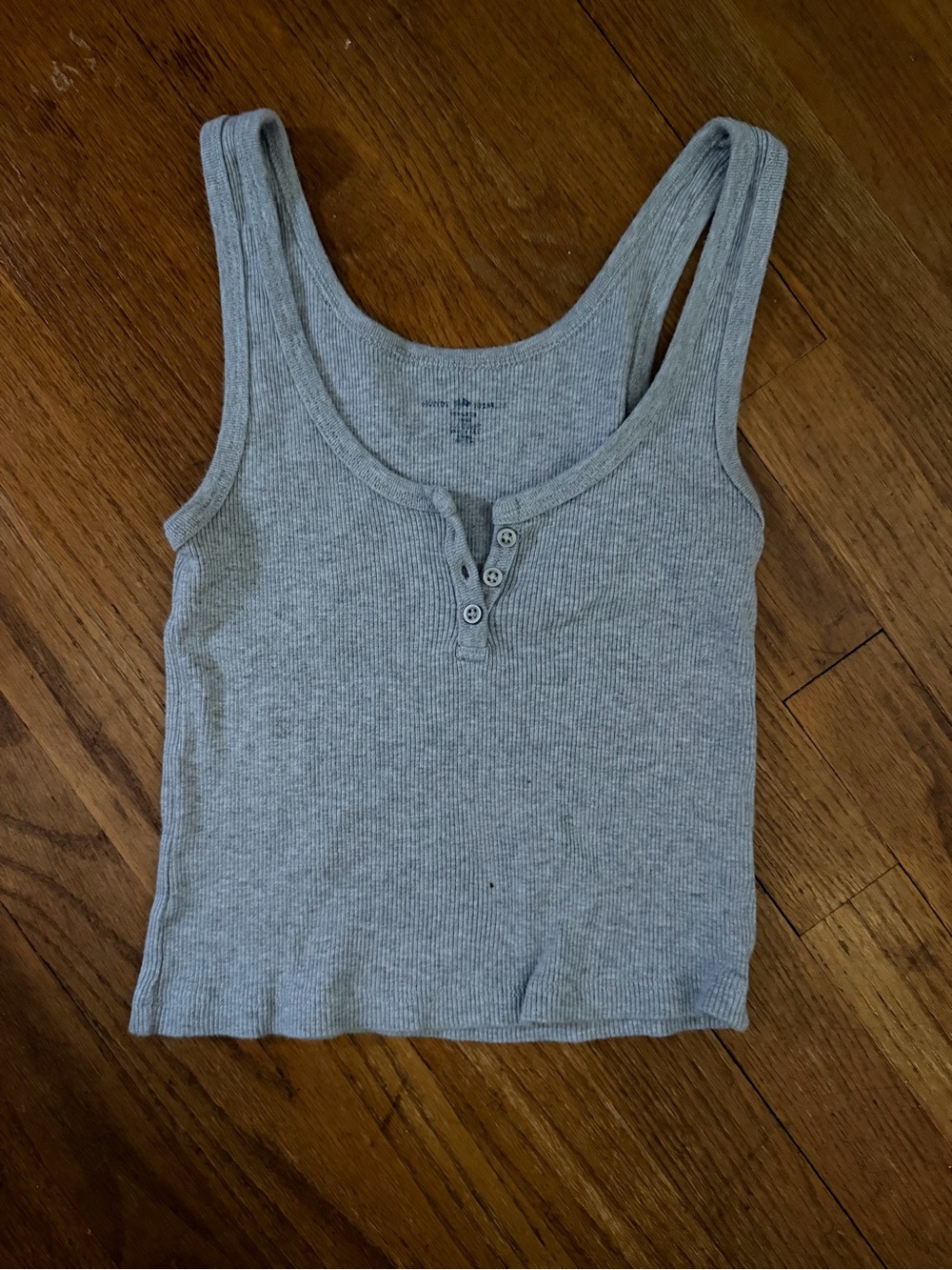 BRANDY MELVILLE Women's Ribbed Henley Tank Top - Light Gray